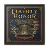Liberty and Honor Framed Canvas Wall Art — Patriotic Bell Print (Freedom Is Not Free) Canvas Printify 14" x 14" 1.25" Espresso