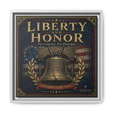 Liberty and Honor Framed Canvas Wall Art — Patriotic Bell Print (Freedom Is Not Free) Canvas Printify 14" x 14" 1.25" White