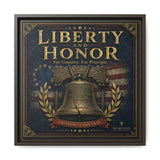 Liberty and Honor Framed Canvas Wall Art — Patriotic Bell Print (Freedom Is Not Free) Canvas Printify 16″ x 16″ 1.25" Espresso