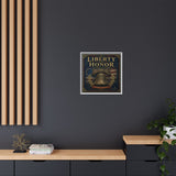Liberty and Honor Framed Canvas Wall Art — Patriotic Bell Print (Freedom Is Not Free) Canvas Printify 