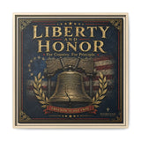 Liberty and Honor Framed Canvas Wall Art — Patriotic Bell Print (Freedom Is Not Free) Canvas Printify 20″ x 20″ 1.25" Natural