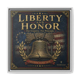 Liberty and Honor Framed Canvas Wall Art — Patriotic Bell Print (Freedom Is Not Free) Canvas Printify 20″ x 20″ 1.25" White