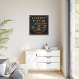 Liberty and Honor Framed Canvas Wall Art — Patriotic Bell Print (Freedom Is Not Free) Canvas Printify 