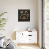 Liberty and Honor Framed Canvas Wall Art — Patriotic Bell Print (Freedom Is Not Free) Canvas Printify 