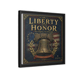 Liberty and Honor Framed Canvas Wall Art — Patriotic Bell Print (Freedom Is Not Free) Canvas Printify 
