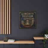 Liberty and Honor Framed Canvas Wall Art — Patriotic Bell Print (Freedom Is Not Free) Canvas Printify 