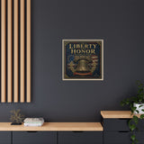 Liberty and Honor Framed Canvas Wall Art — Patriotic Bell Print (Freedom Is Not Free) Canvas Printify 
