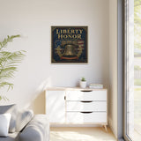 Liberty and Honor Framed Canvas Wall Art — Patriotic Bell Print (Freedom Is Not Free) Canvas Printify 
