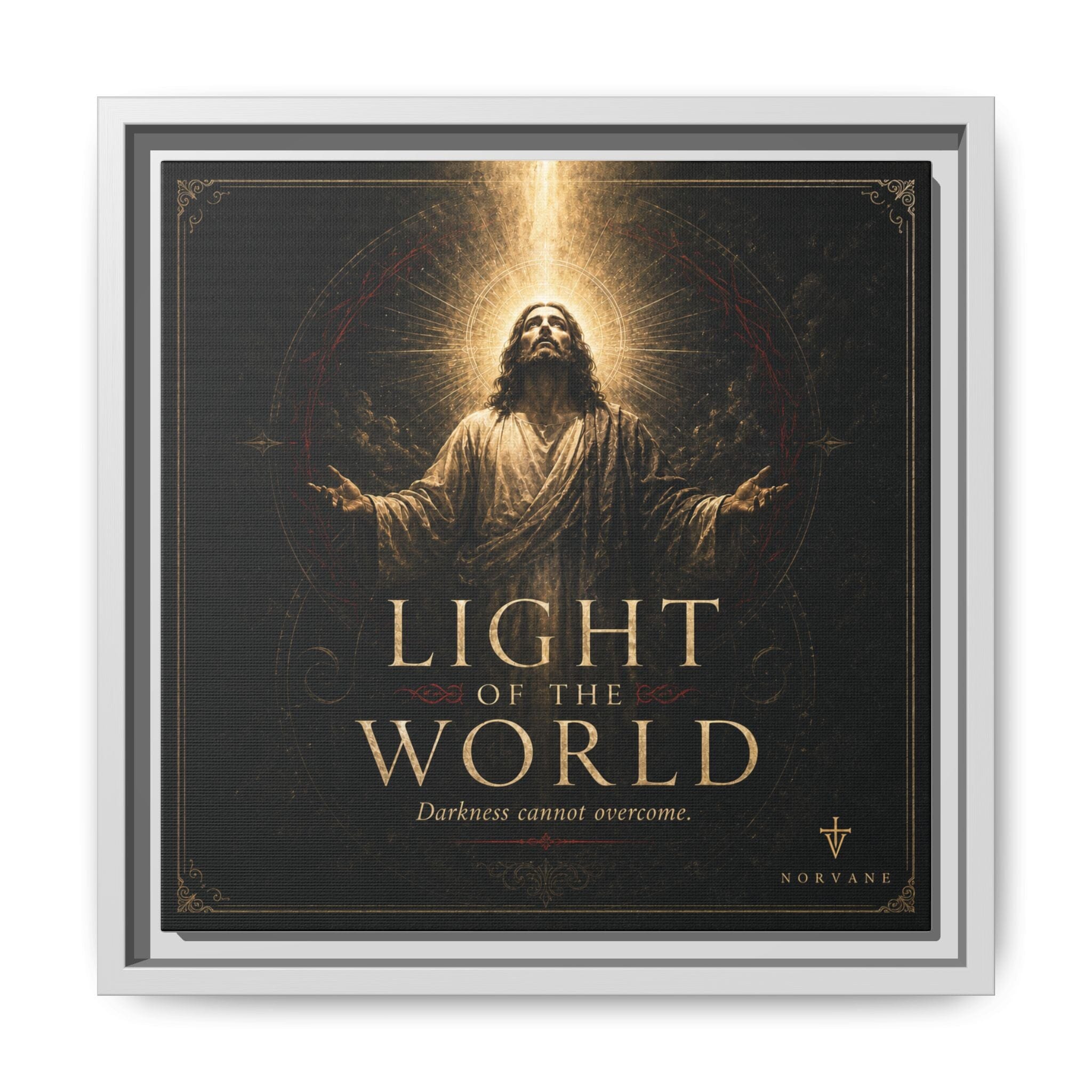 Light of the World – Framed Matte Canvas Wall Art Canvas Printify 12″ x 12″ 1.25" White
