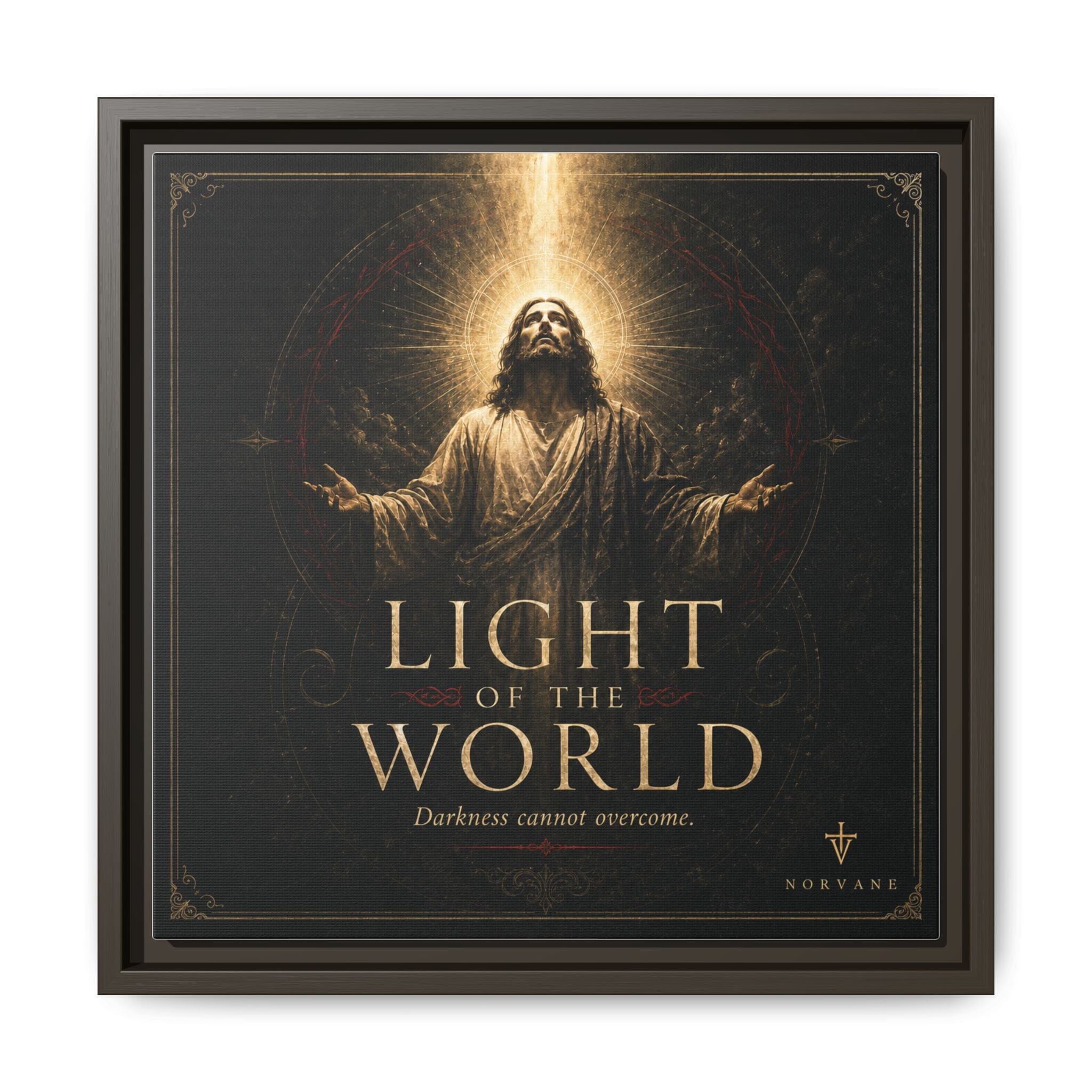 Light of the World – Framed Matte Canvas Wall Art Canvas Printify 14" x 14" 1.25" Espresso