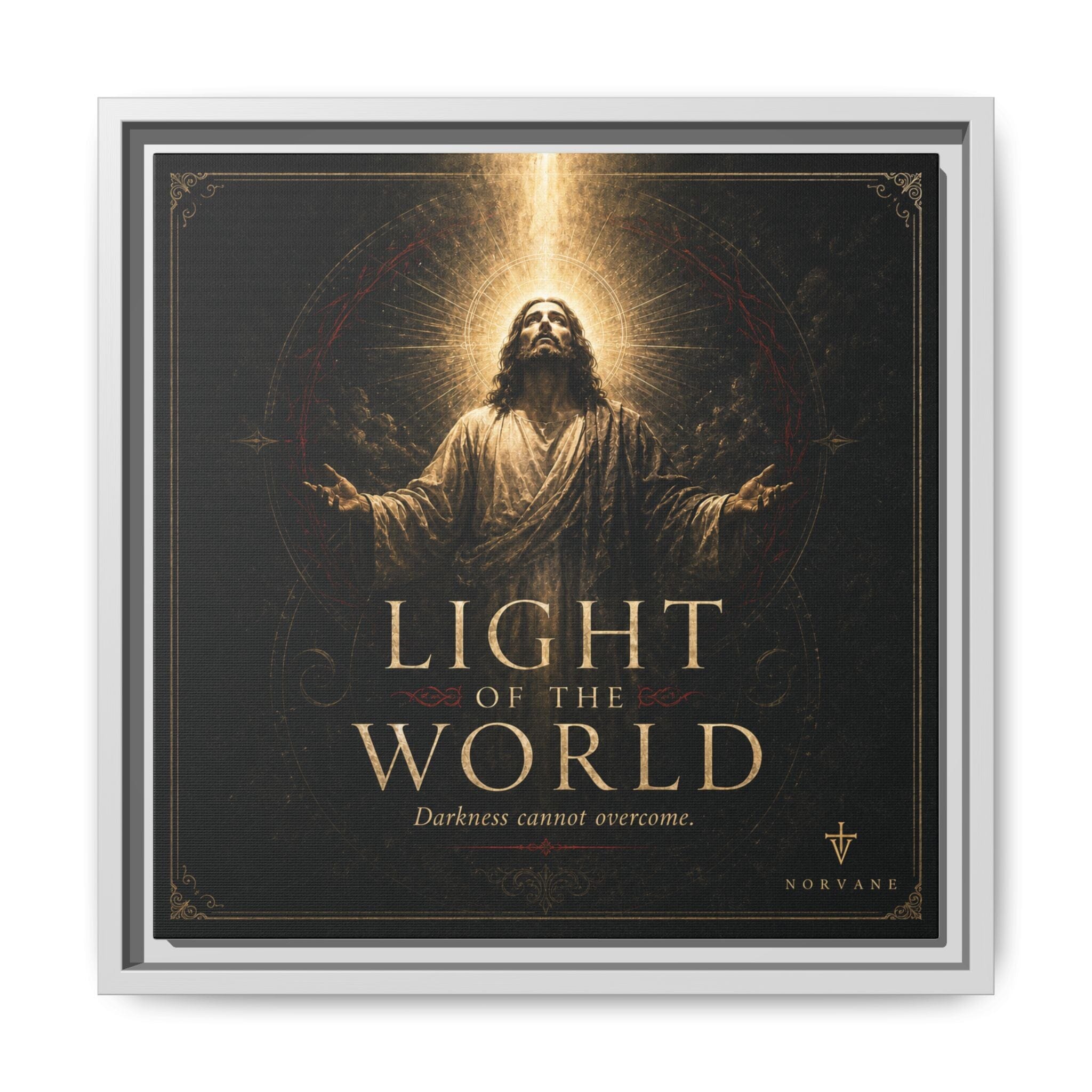 Light of the World – Framed Matte Canvas Wall Art Canvas Printify 14" x 14" 1.25" White