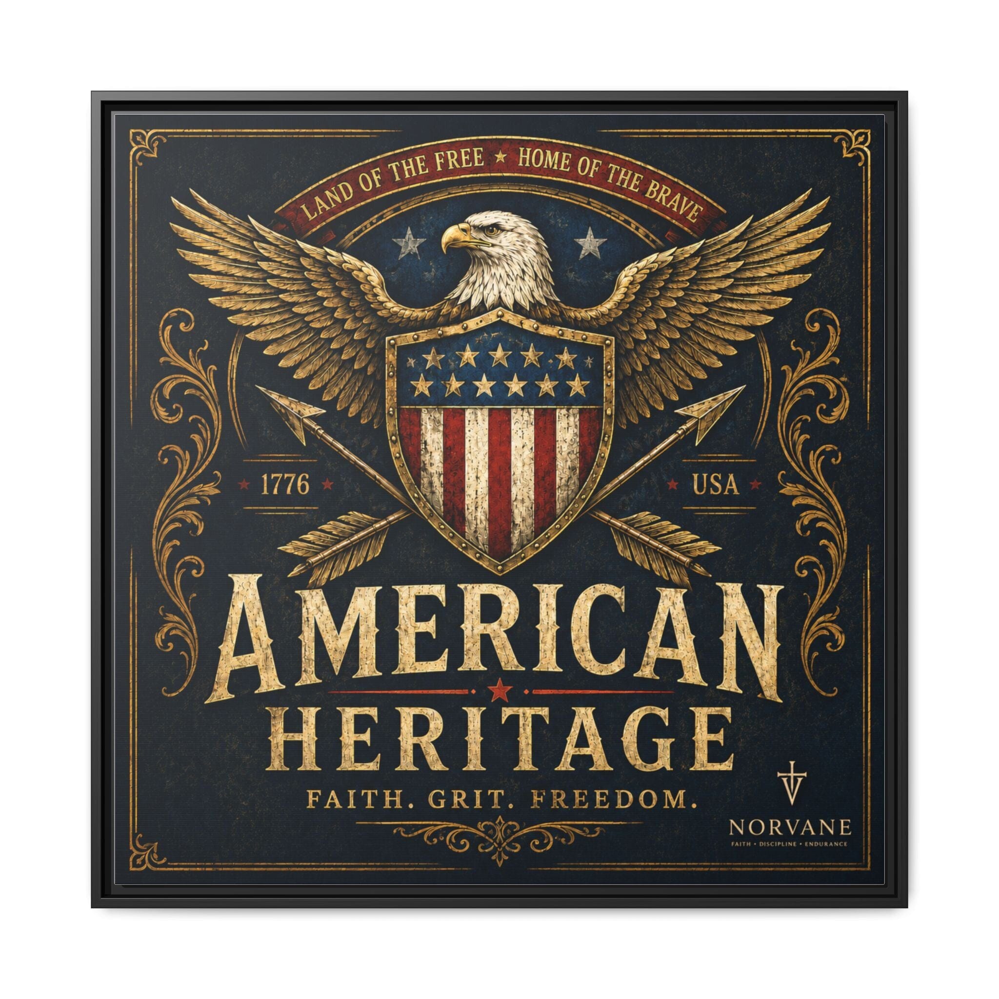 Norvane American Heritage Canvas Print – Patriotic Eagle Framed Wall Art in Black – view 11
