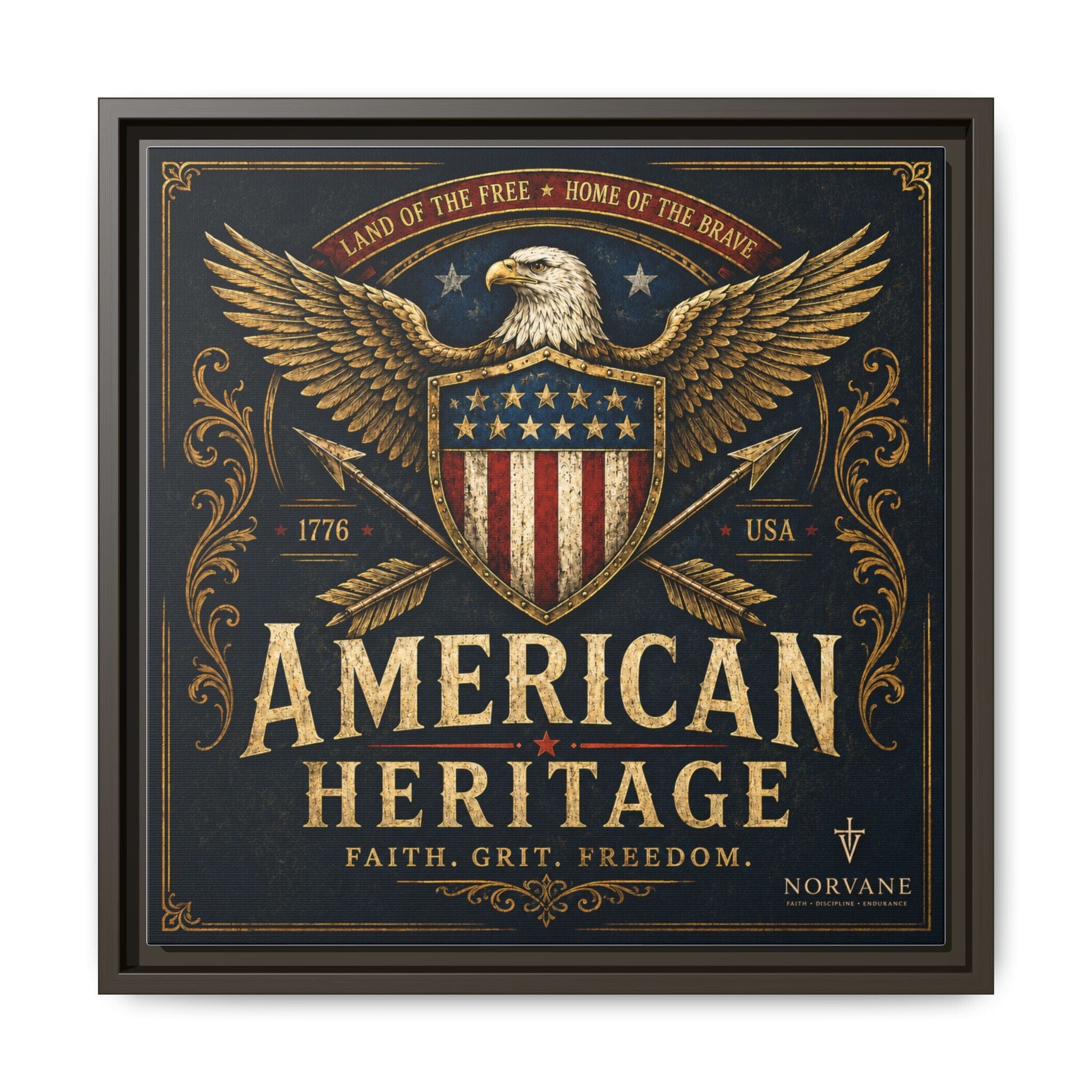 Norvane American Heritage Canvas Print – Patriotic Eagle Framed Wall Art in Espresso – view 14