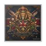 Norvane Britannia Lion Framed Canvas – Union Jack Crest Wall Art in White – view 12