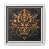 Norvane Britannia Lion Framed Canvas – Union Jack Crest Wall Art in White – view 5