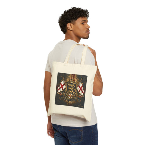 Norvane British Crest Tote Bag – St George Flag Heritage Shield Design in Natural