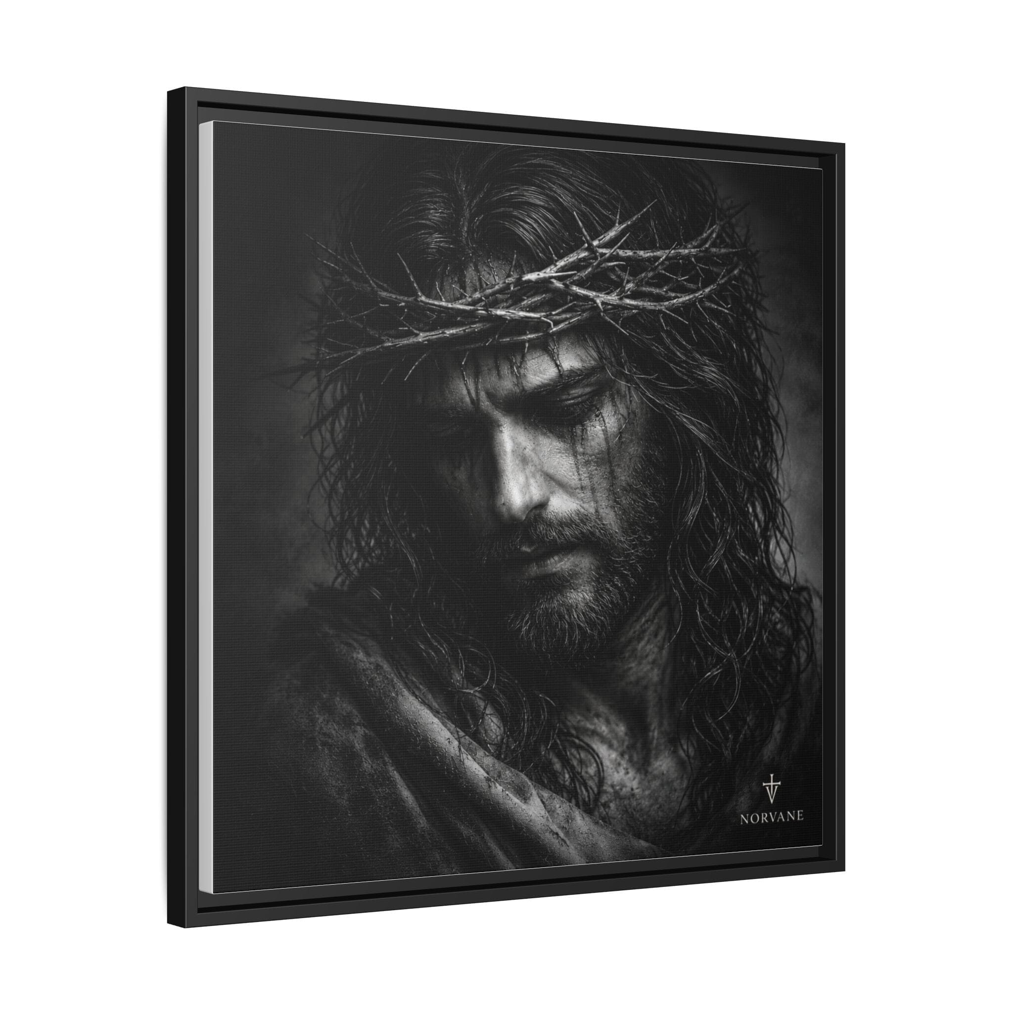 Norvane Crown of Sorrow Jesus Canvas Print – Monochrome Christian Wall Art Canvas Printify 