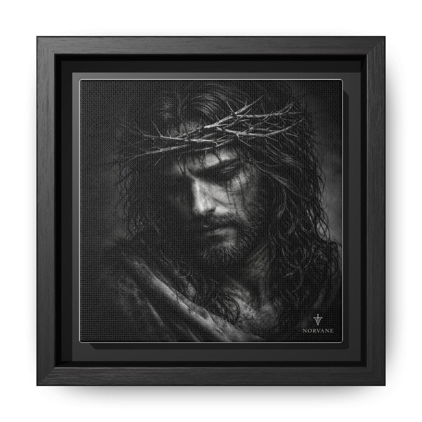 Norvane Crown of Sorrow Jesus Canvas Print – Monochrome Christian Wall Art in Black – view 18