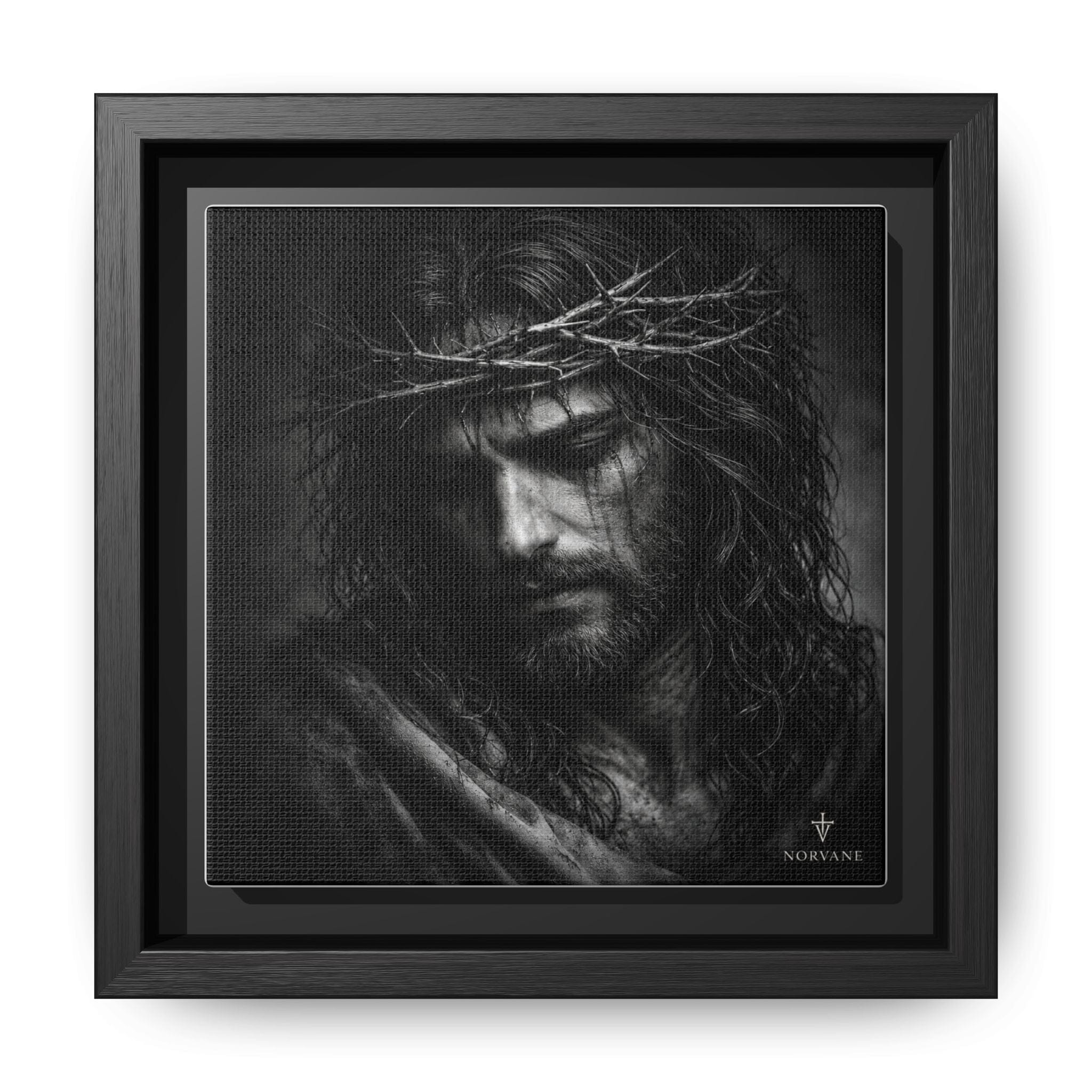 Norvane Crown of Sorrow Jesus Canvas Print – Monochrome Christian Wall Art in Black – view 18