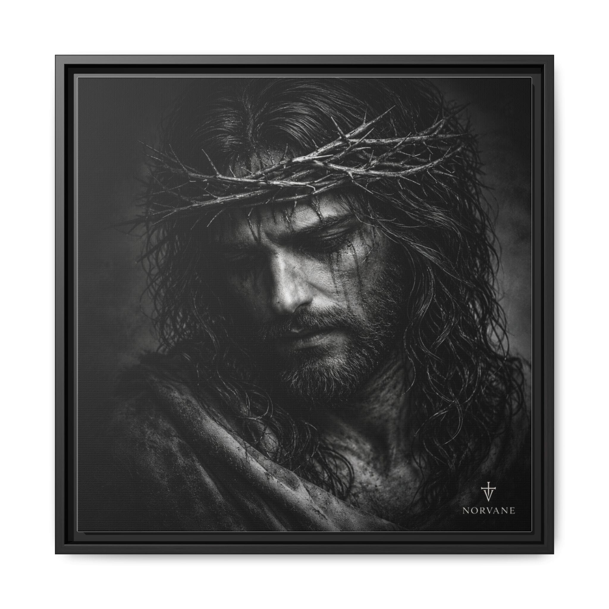 Norvane Crown of Sorrow Jesus Canvas Print – Monochrome Christian Wall Art in Black – view 21