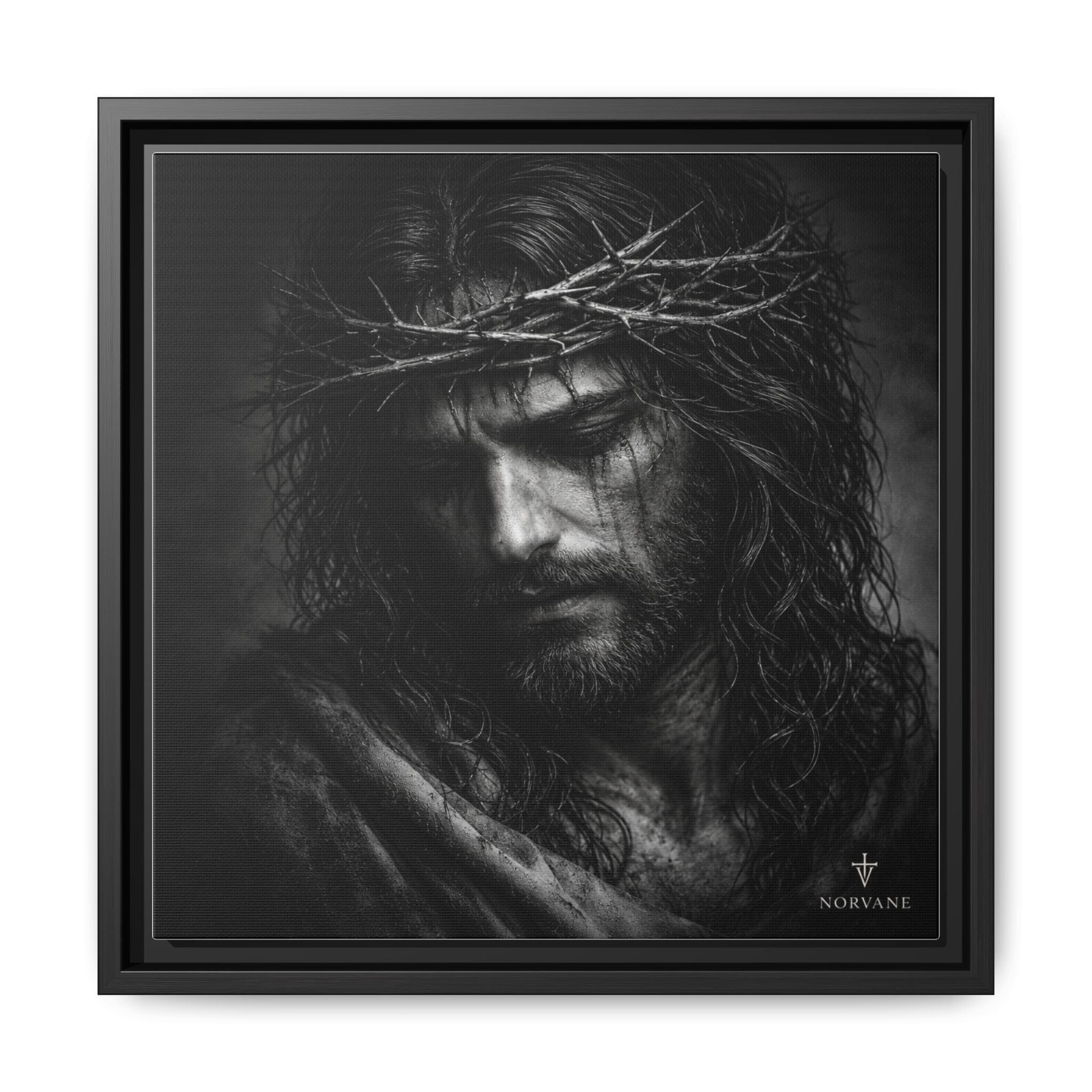 Norvane Crown of Sorrow Jesus Canvas Print – Monochrome Christian Wall Art in Black – view 29