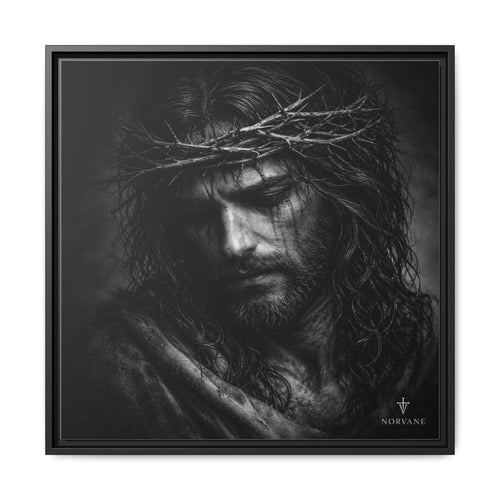 Norvane Crown of Sorrow Jesus Canvas Print – Monochrome Christian Wall Art in Black