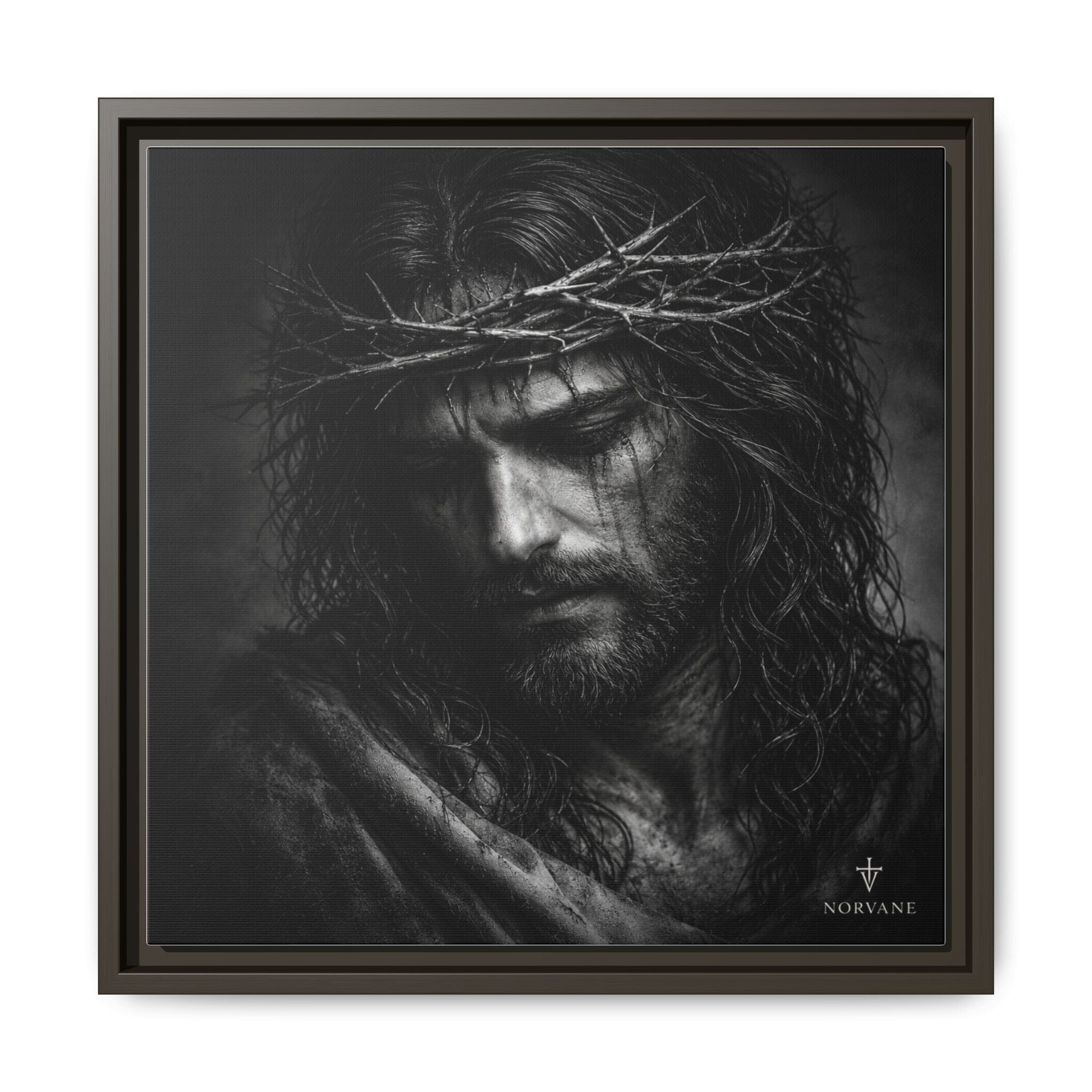Norvane Crown of Sorrow Jesus Canvas Print – Monochrome Christian Wall Art in Espresso – view 14
