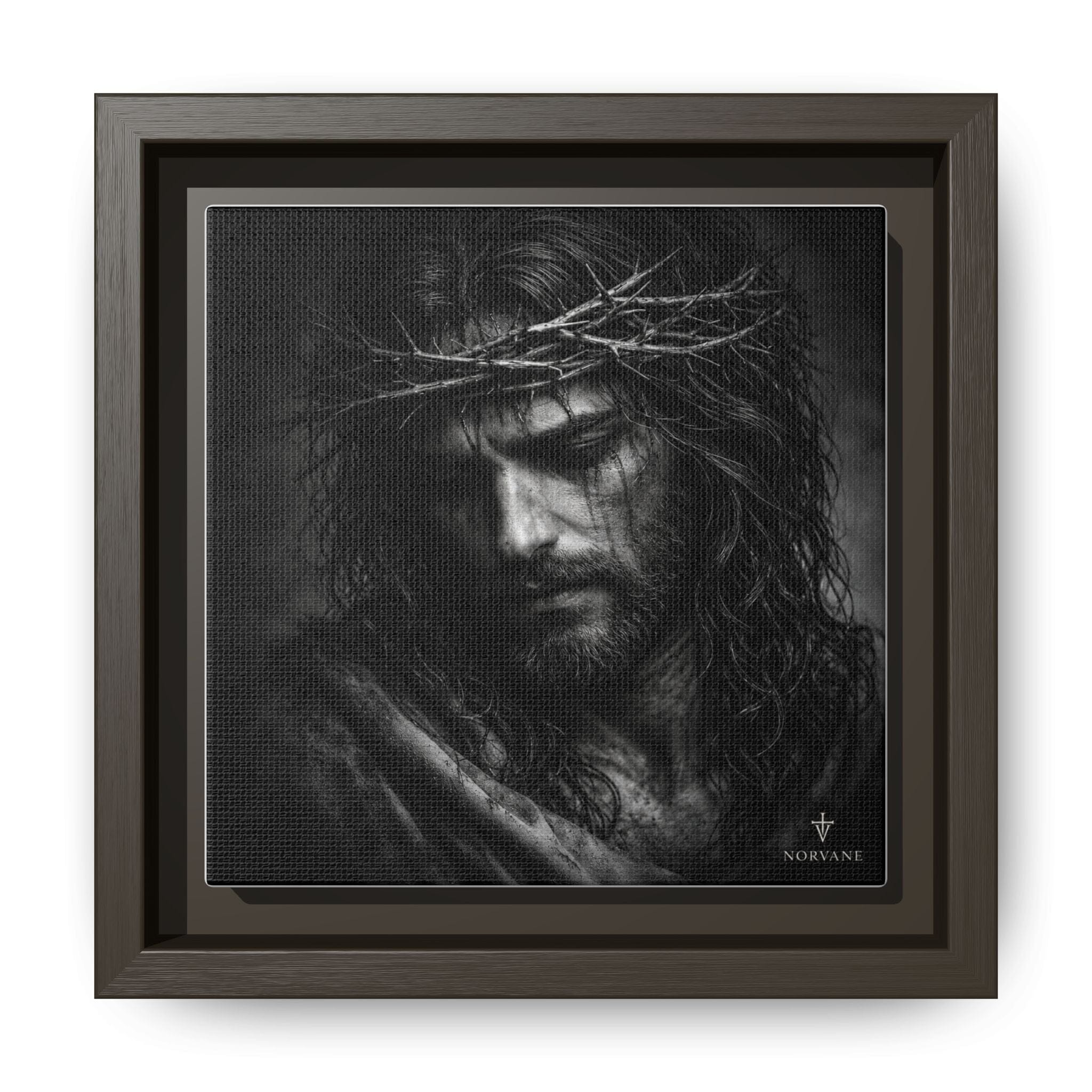 Norvane Crown of Sorrow Jesus Canvas Print – Monochrome Christian Wall Art in Espresso – view 19