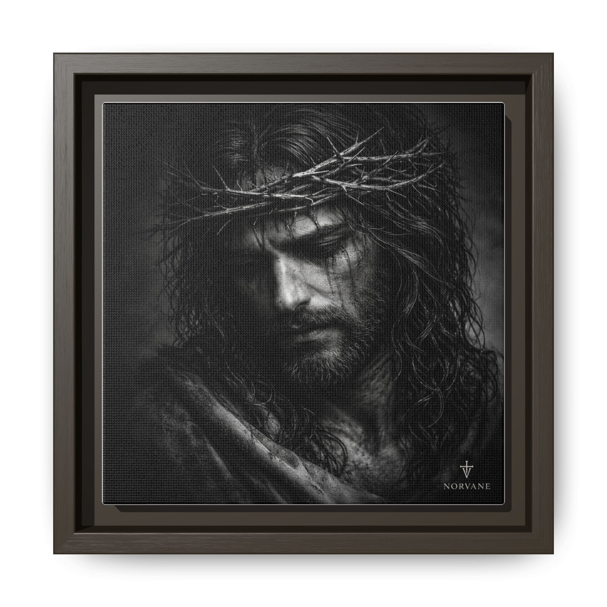 Norvane Crown of Sorrow Jesus Canvas Print – Monochrome Christian Wall Art in Espresso – view 7