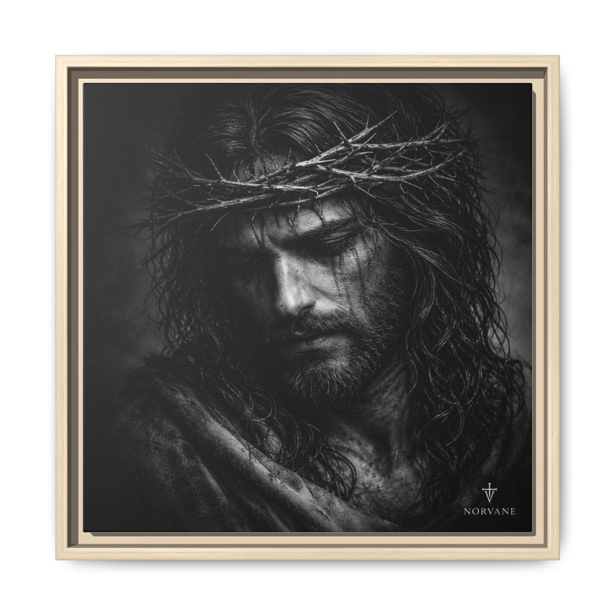Norvane Crown of Sorrow Jesus Canvas Print – Monochrome Christian Wall Art in Natural – view 13