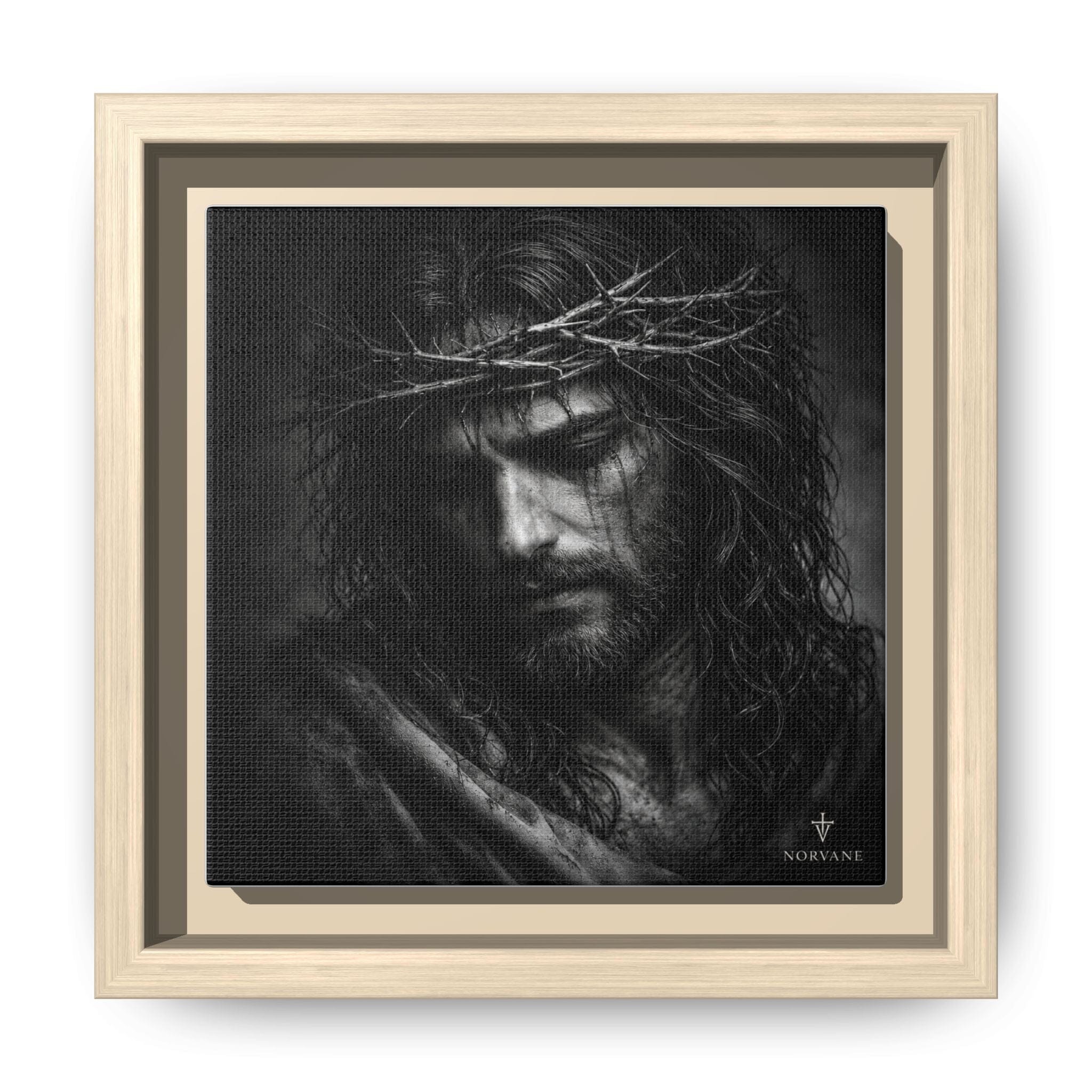 Norvane Crown of Sorrow Jesus Canvas Print – Monochrome Christian Wall Art in Natural – view 20