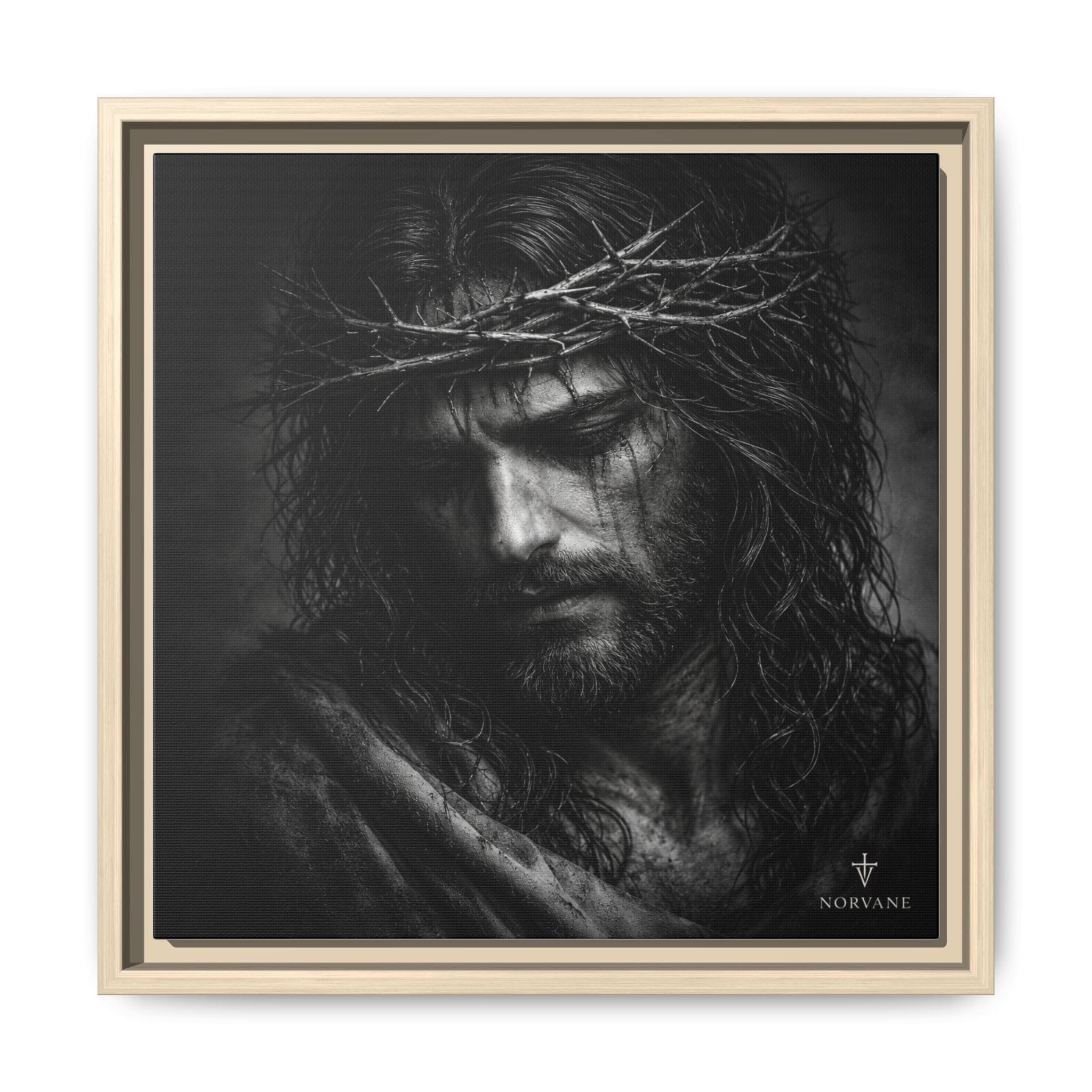 Norvane Crown of Sorrow Jesus Canvas Print – Monochrome Christian Wall Art in Natural – view 30