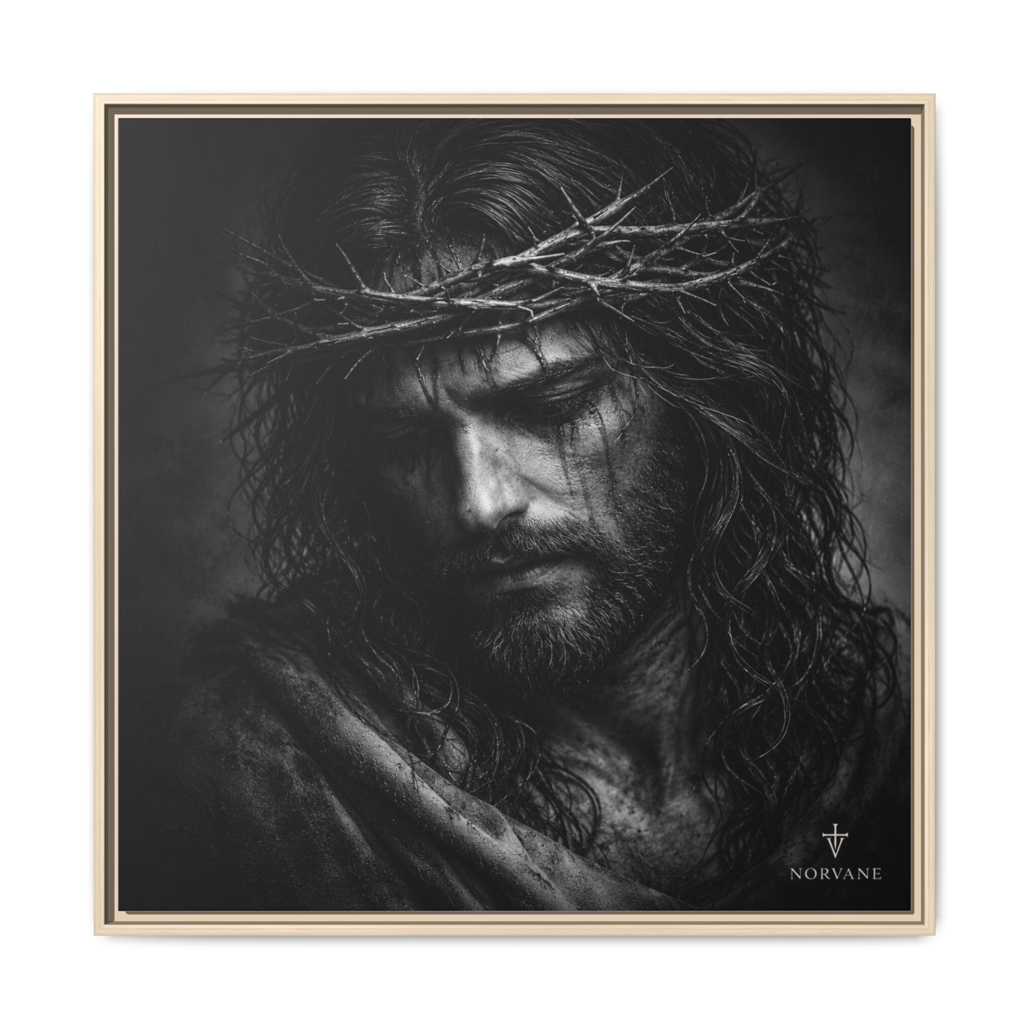Norvane Crown of Sorrow Jesus Canvas Print – Monochrome Christian Wall Art in Natural – view 10