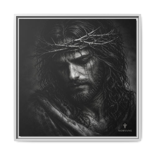Norvane Crown of Sorrow Jesus Canvas Print – Monochrome Christian Wall Art in White