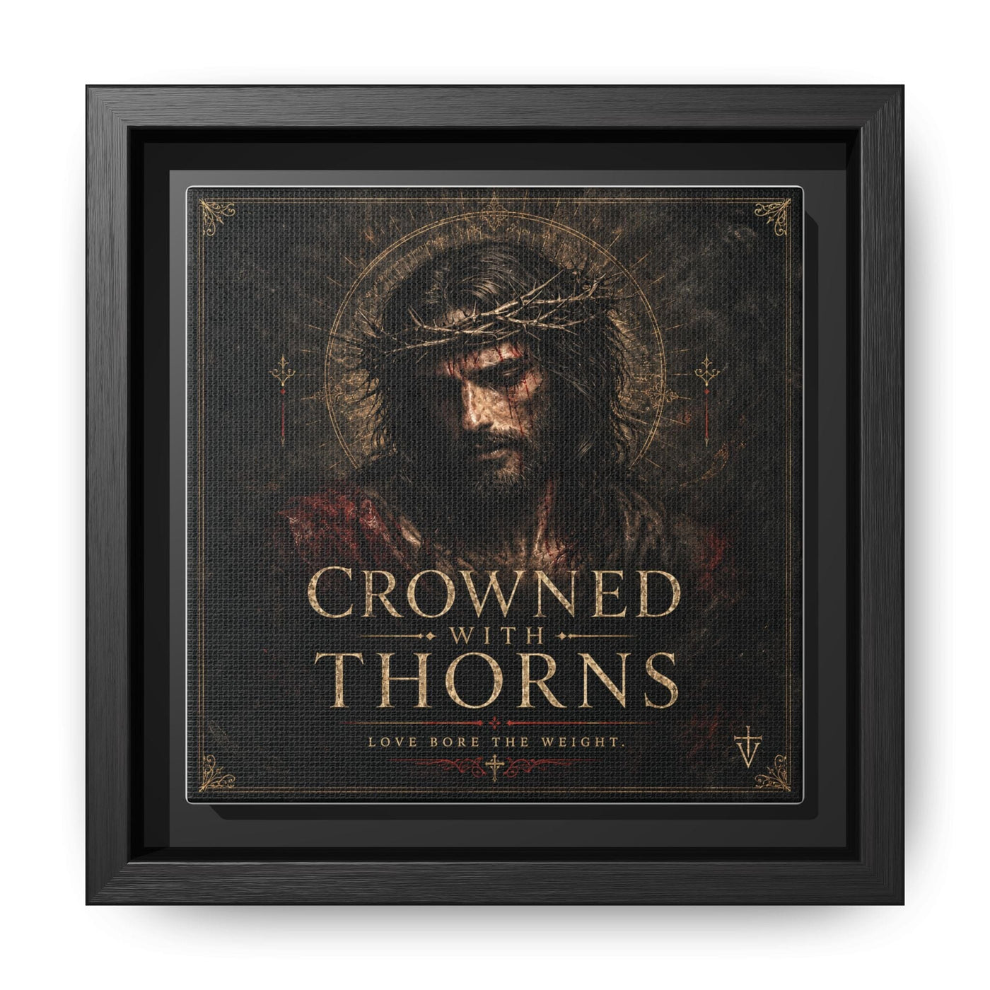 Norvane Crowned with Thorns Framed Canvas – Religious Wall Art in Black – view 18