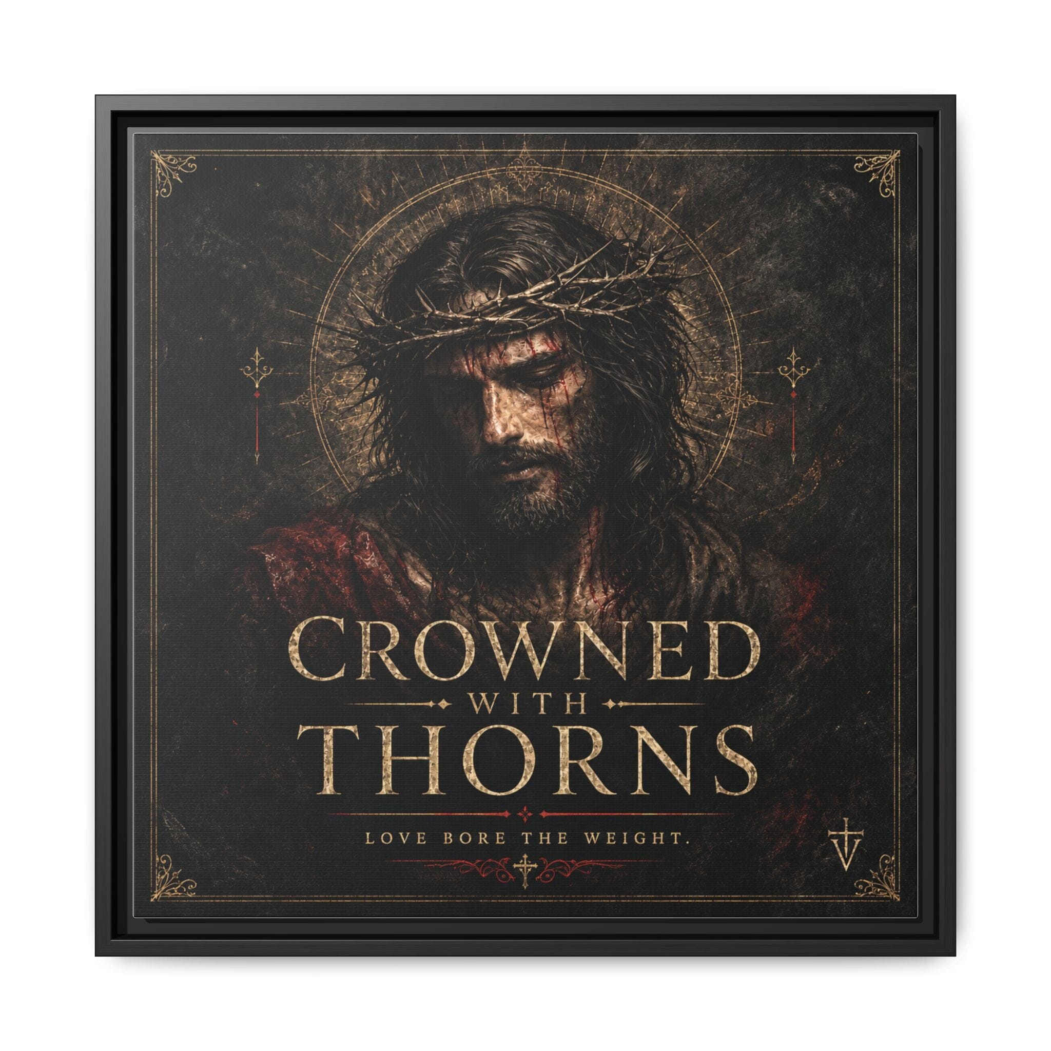 Norvane Crowned with Thorns Framed Canvas – Religious Wall Art in Black – view 21
