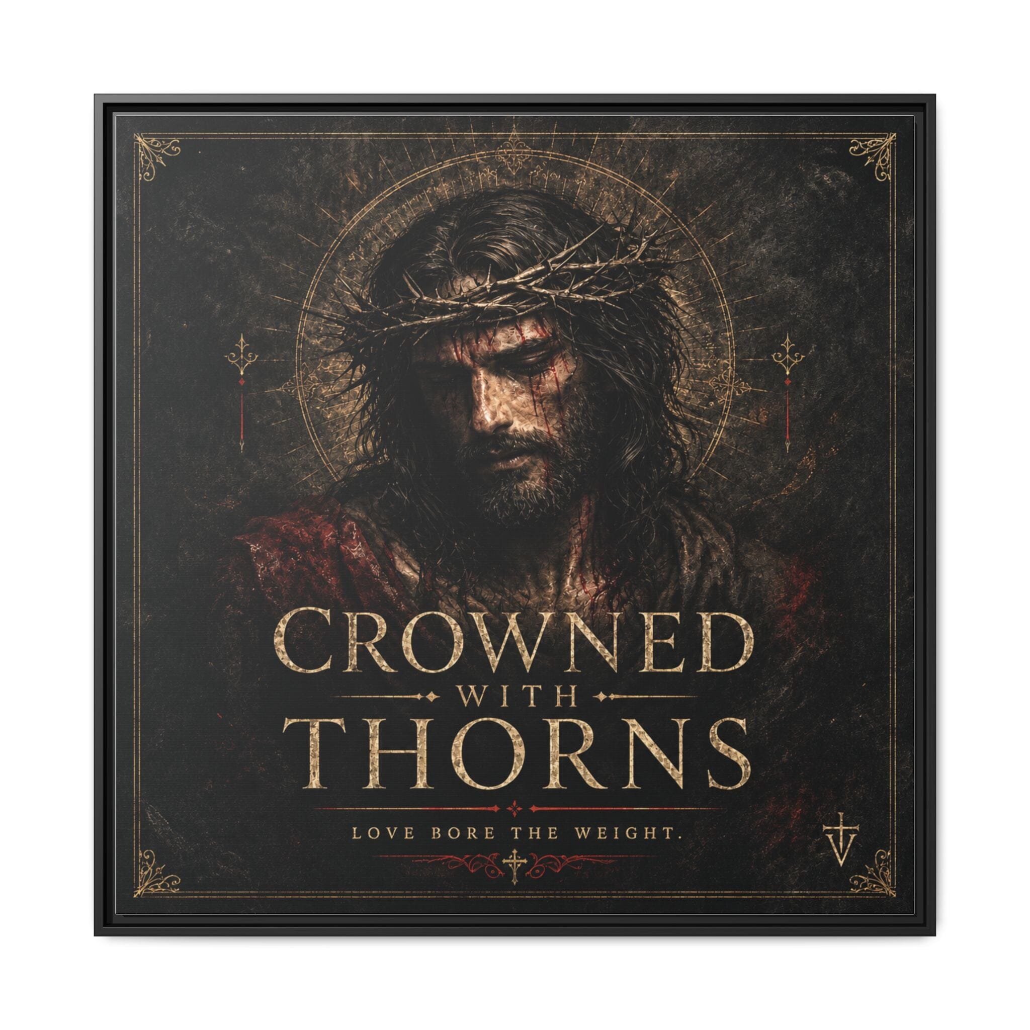 Norvane Crowned with Thorns Framed Canvas – Religious Wall Art in Black – view 26