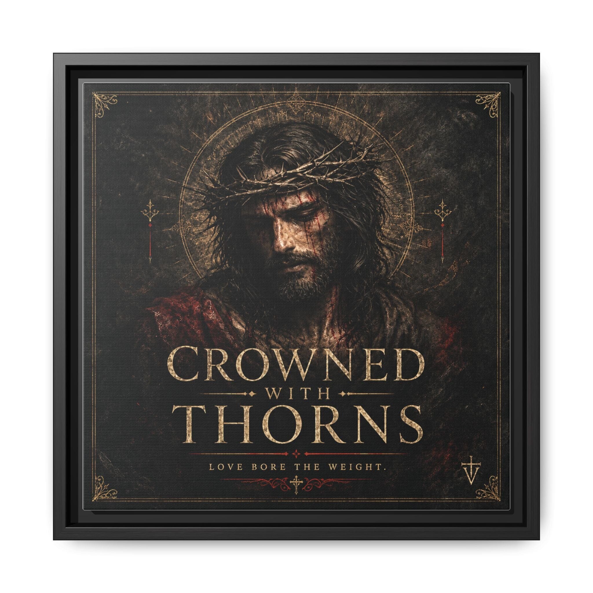 Norvane Crowned with Thorns Framed Canvas – Religious Wall Art in Black – view 29