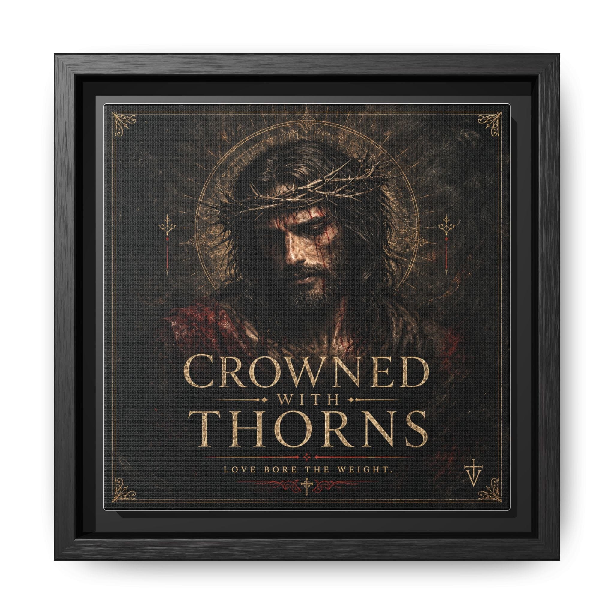 Norvane Crowned with Thorns Framed Canvas – Religious Wall Art in Black – view 6