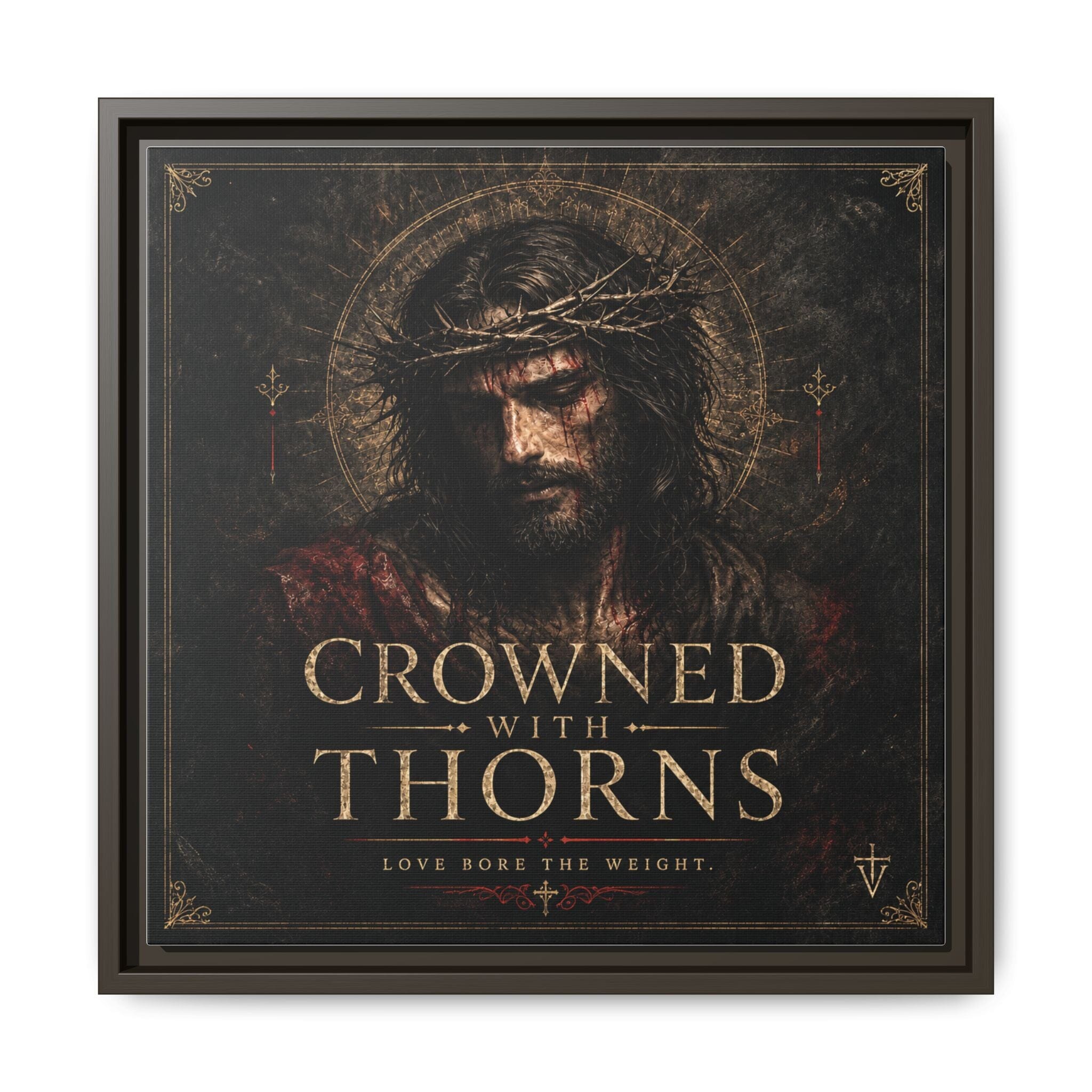 Norvane Crowned with Thorns Framed Canvas – Religious Wall Art in Espresso – view 14