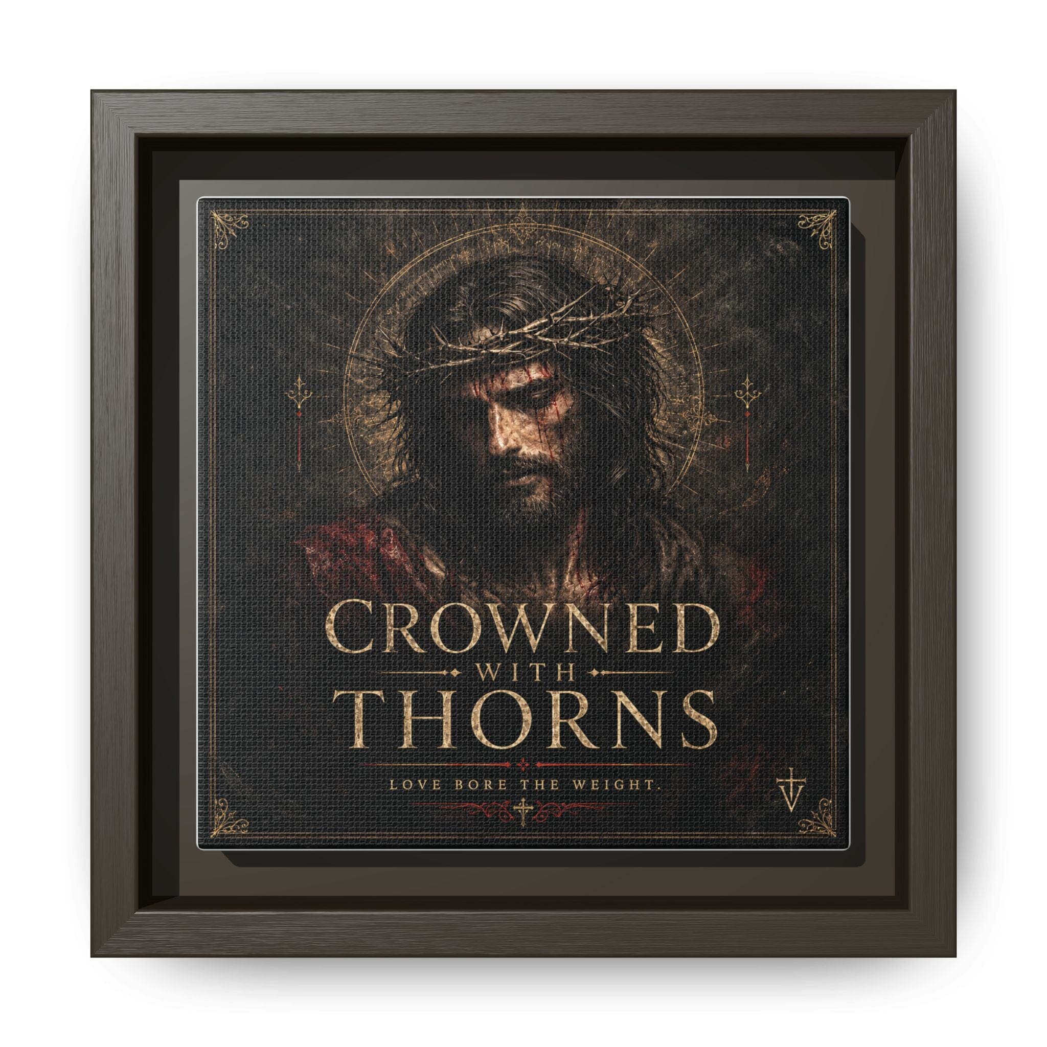Norvane Crowned with Thorns Framed Canvas – Religious Wall Art in Espresso – view 19