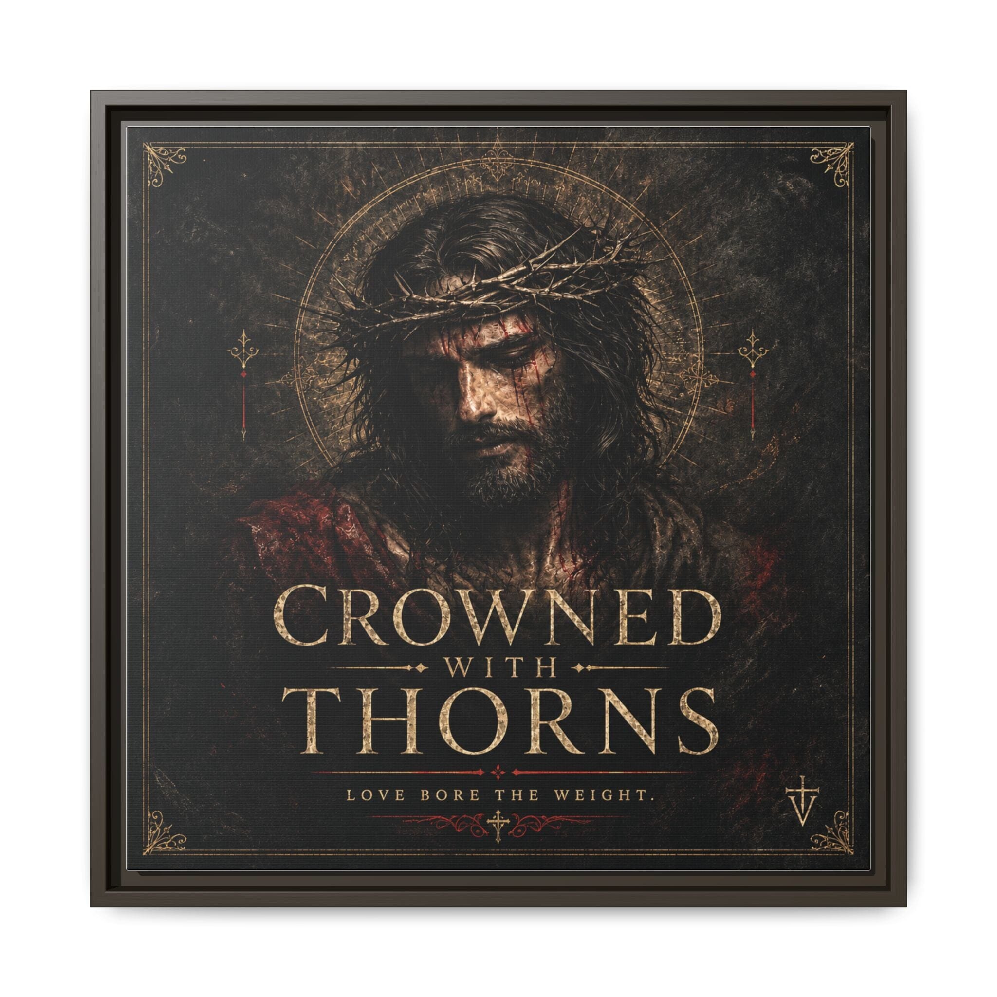 Norvane Crowned with Thorns Framed Canvas – Religious Wall Art in Espresso – view 22