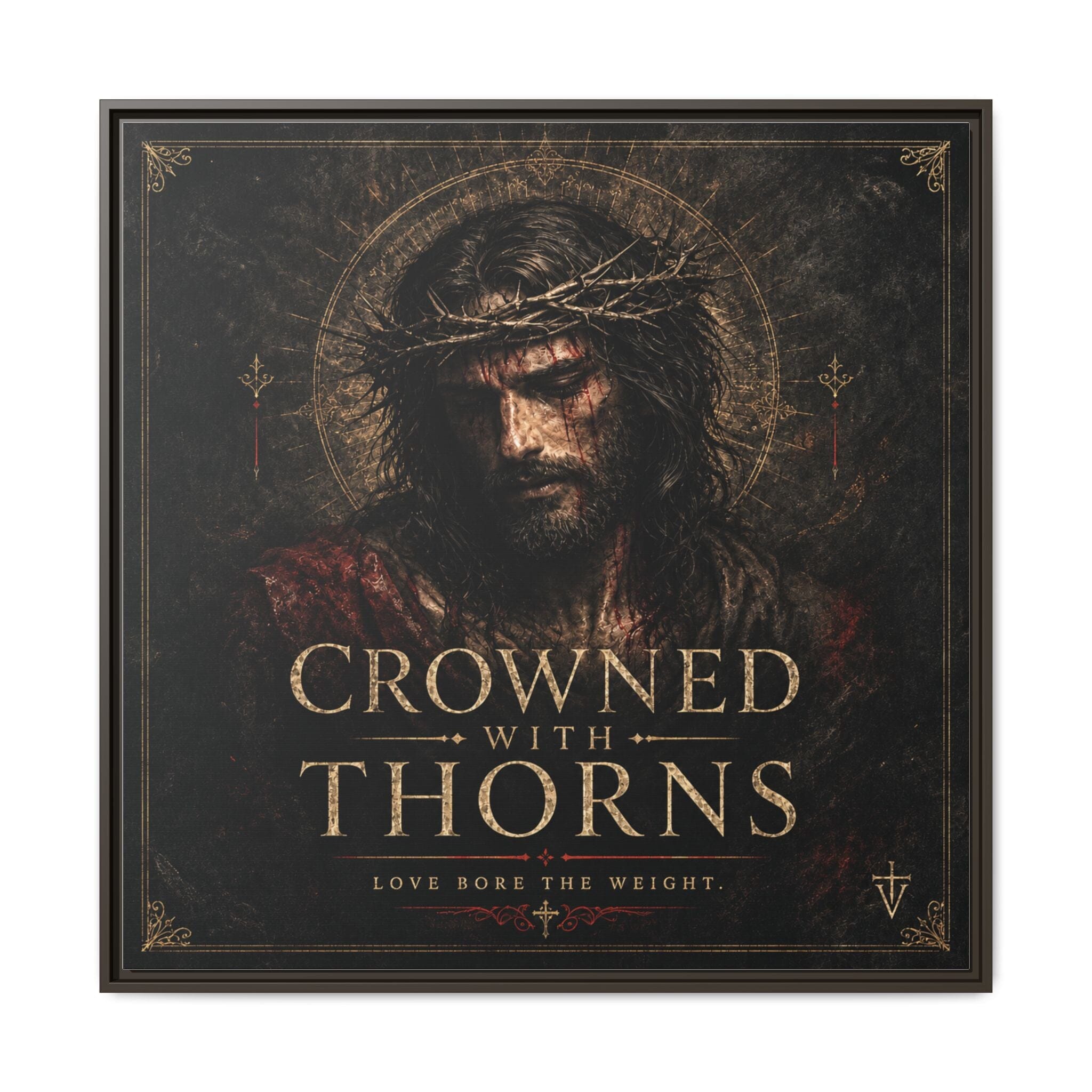 Norvane Crowned with Thorns Framed Canvas – Religious Wall Art in Espresso – view 28