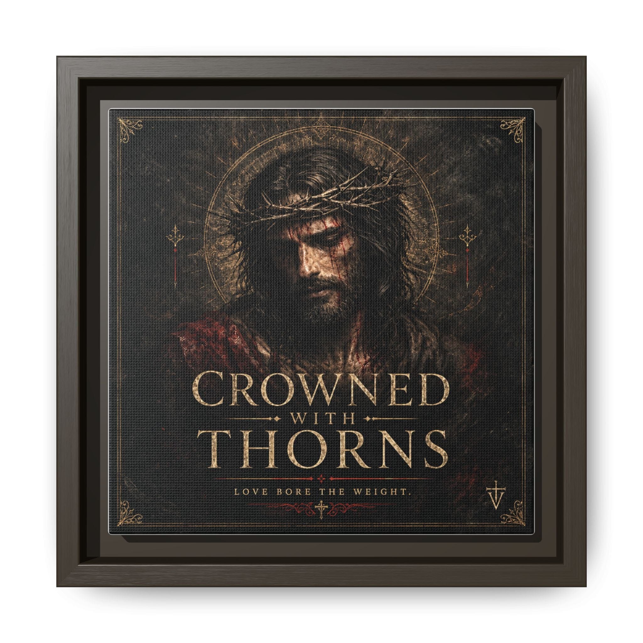 Norvane Crowned with Thorns Framed Canvas – Religious Wall Art in Espresso – view 7