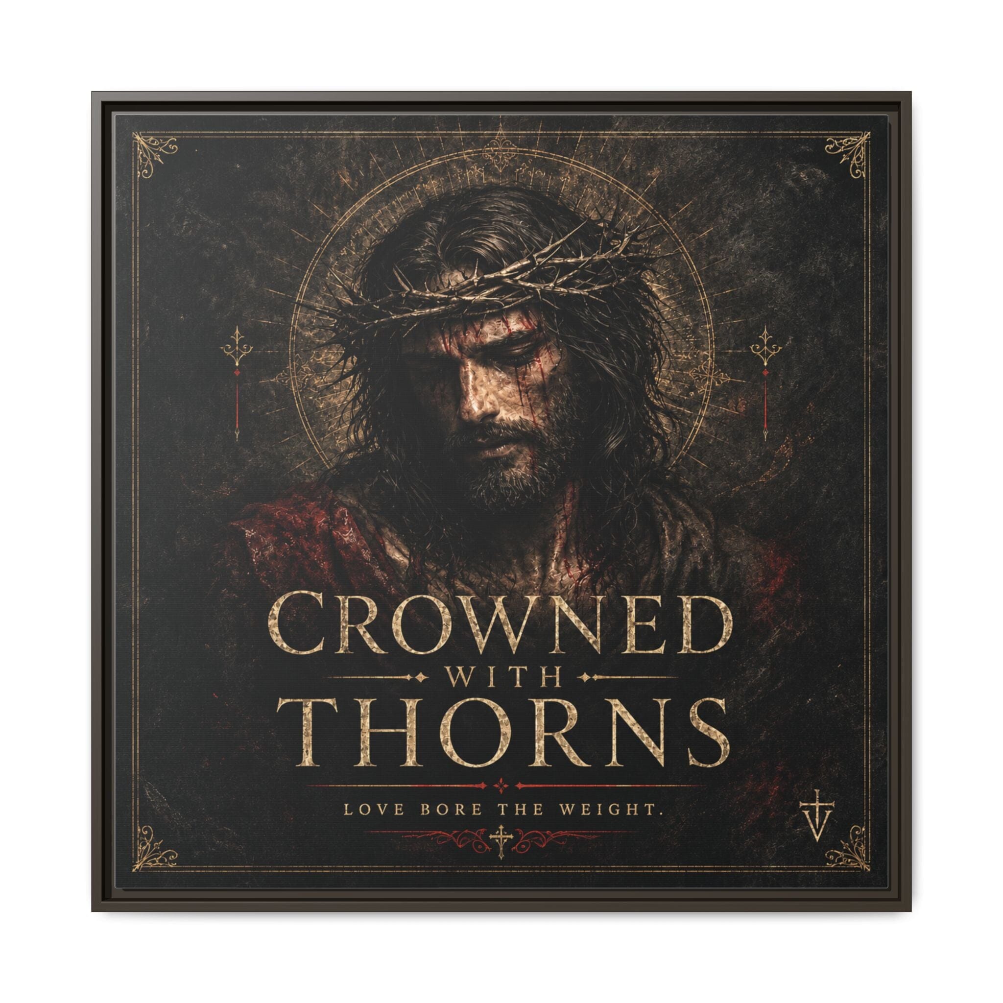 Norvane Crowned with Thorns Framed Canvas – Religious Wall Art in Espresso – view 9