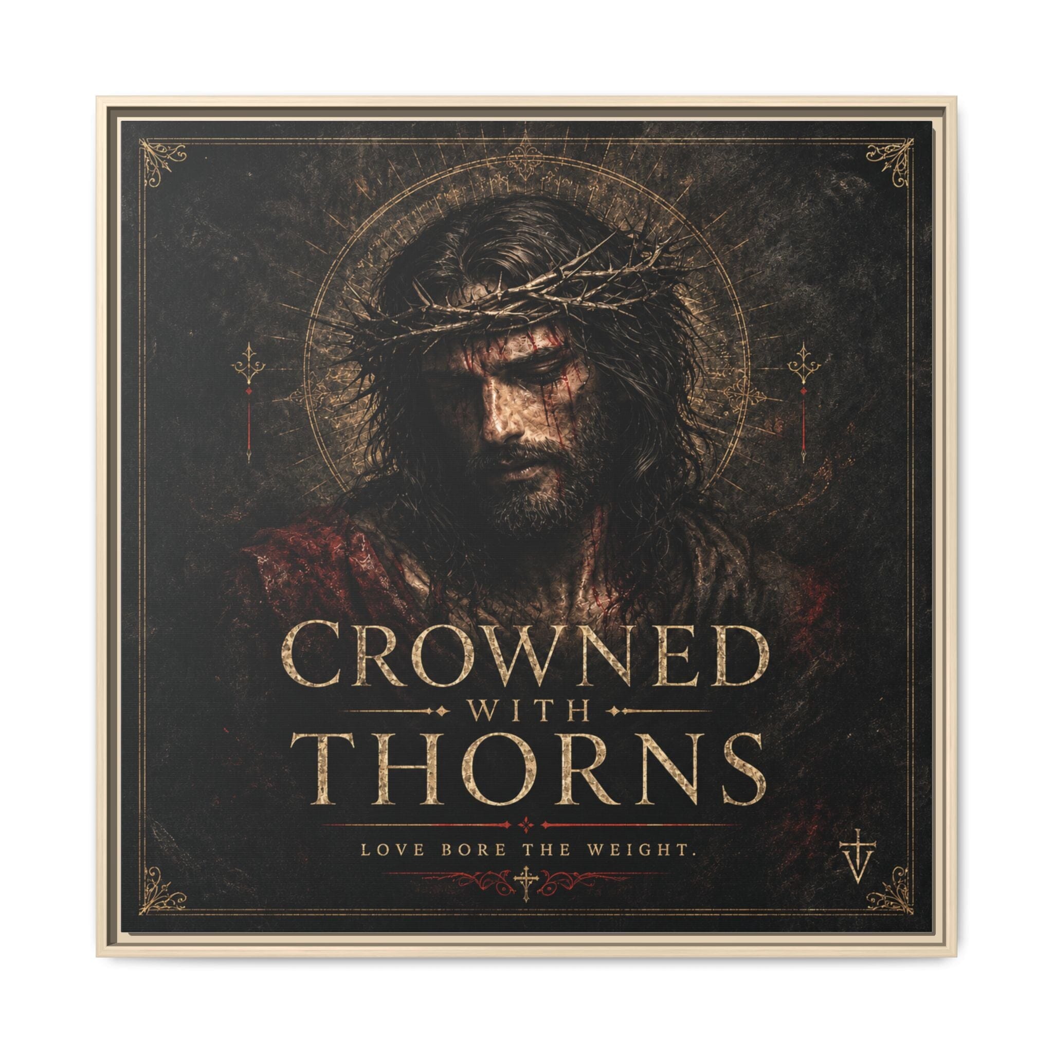 Norvane Crowned with Thorns Framed Canvas – Religious Wall Art in Natural – view 10
