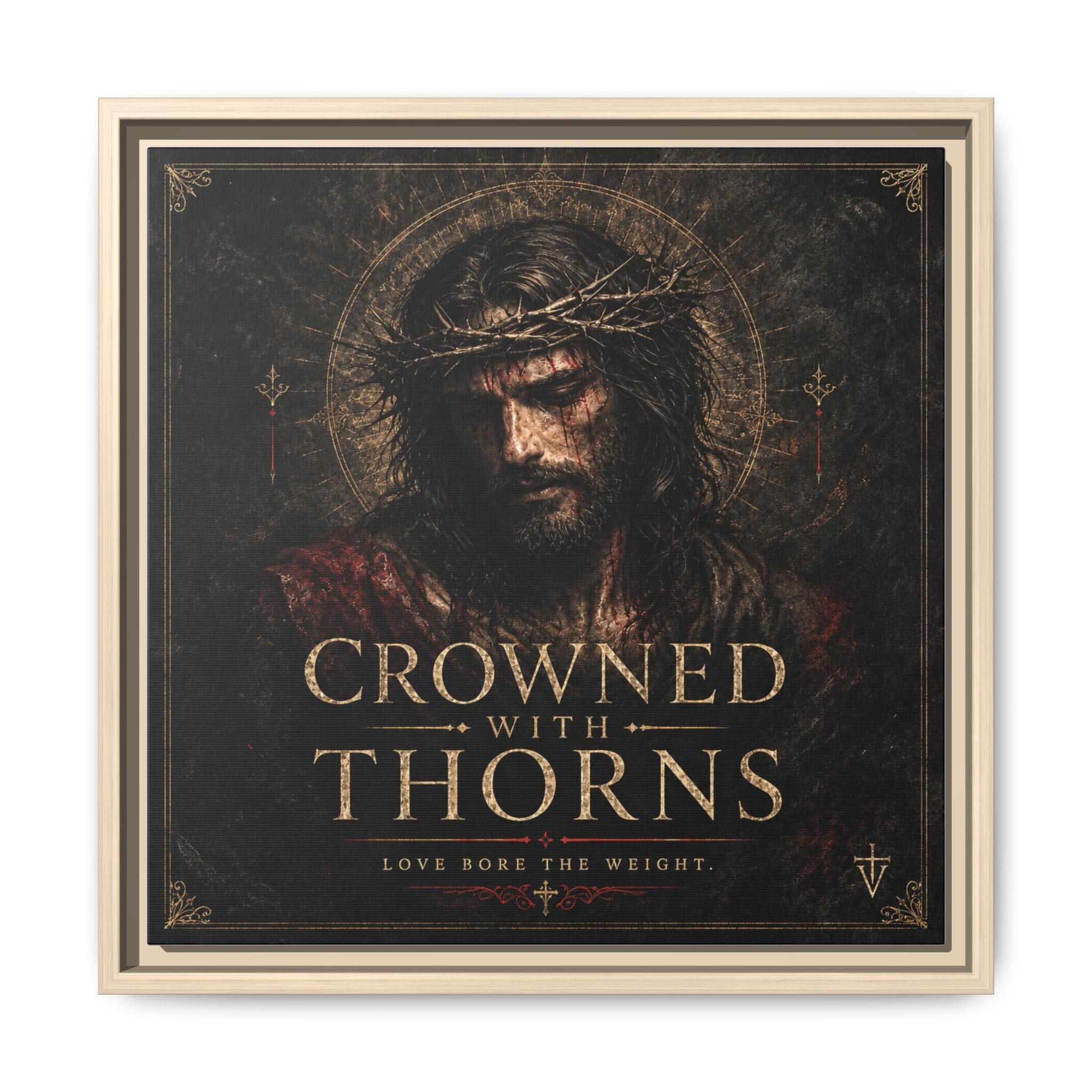 Norvane Crowned with Thorns Framed Canvas – Religious Wall Art in Natural – view 13