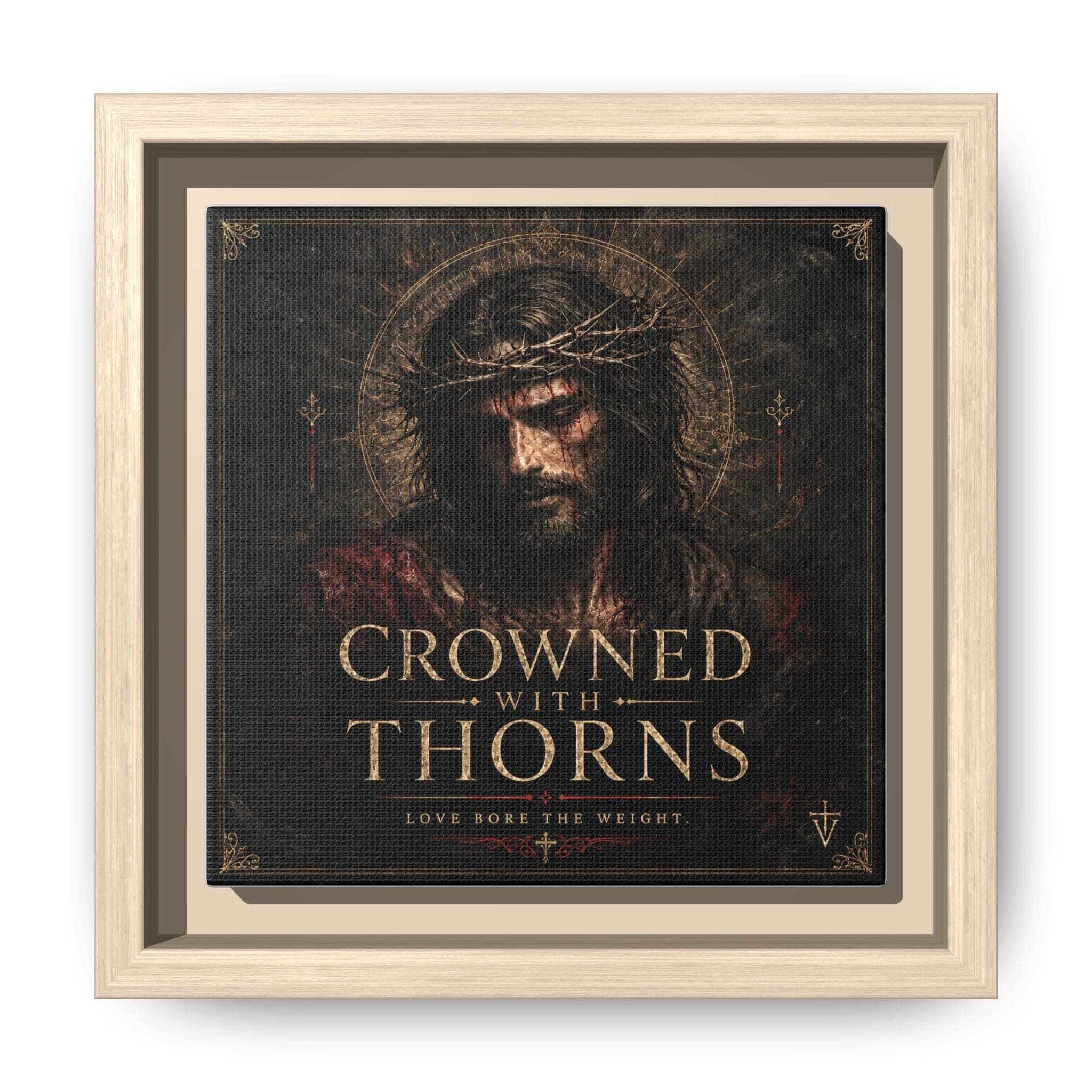 Norvane Crowned with Thorns Framed Canvas – Religious Wall Art in Natural – view 20