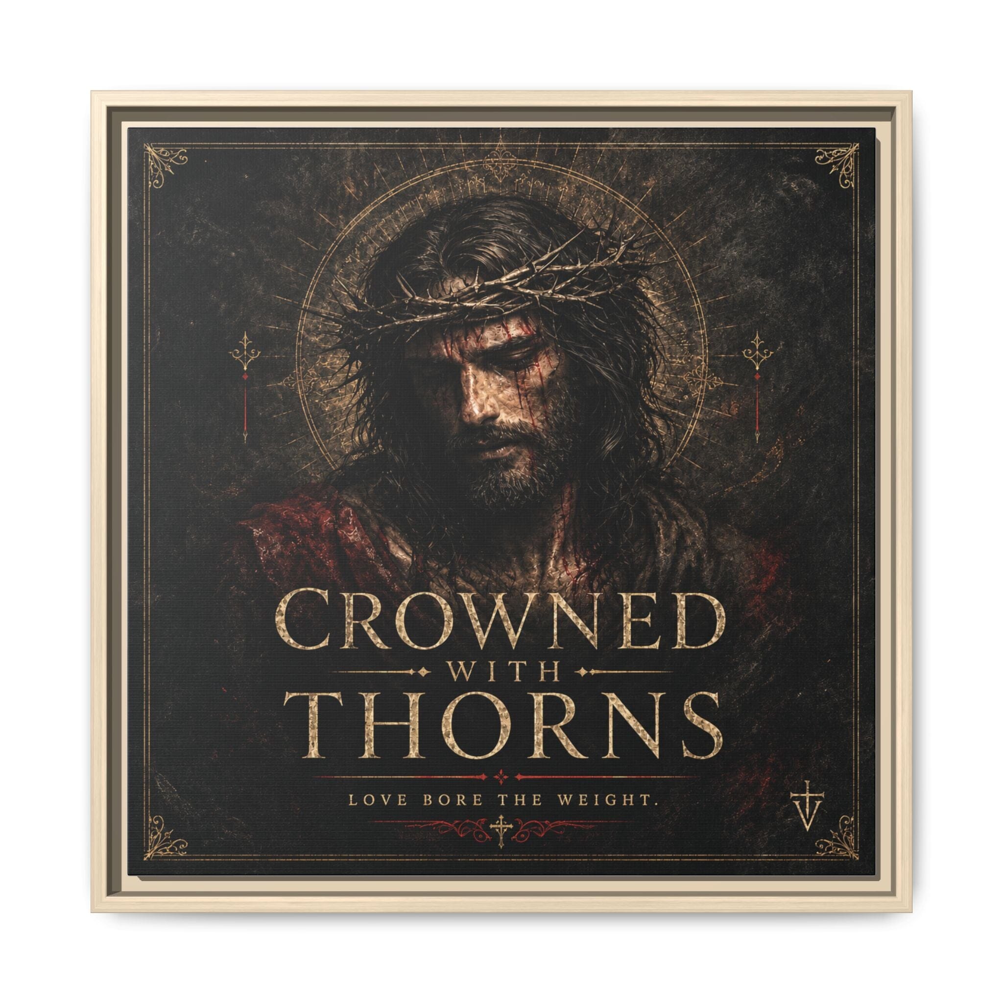Norvane Crowned with Thorns Framed Canvas – Religious Wall Art in Natural – view 23