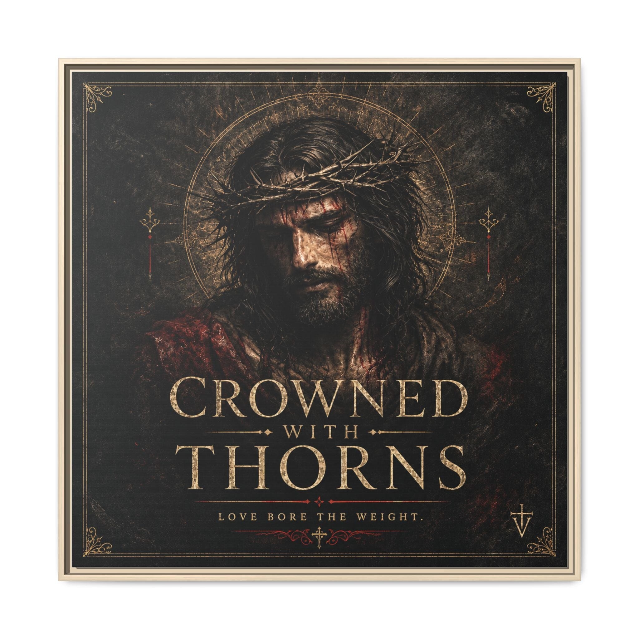 Norvane Crowned with Thorns Framed Canvas – Religious Wall Art in Natural – view 27